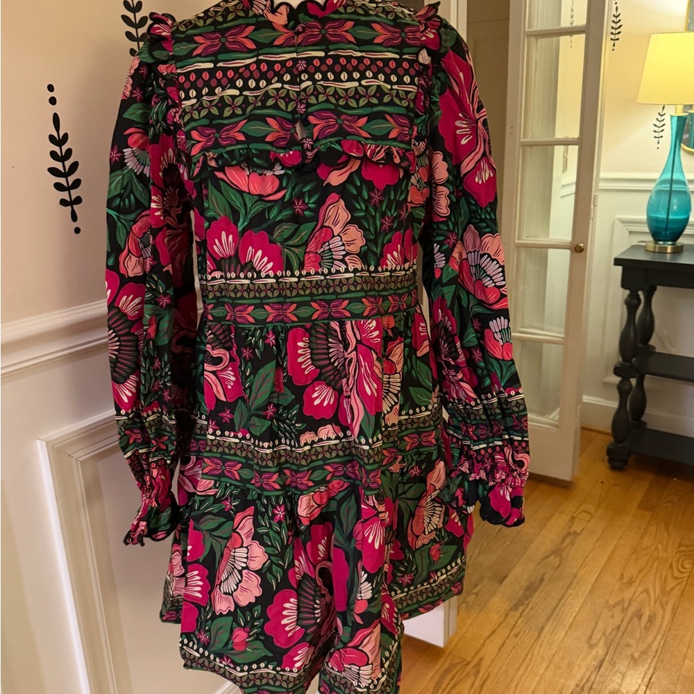 FARM Rio Floral Dress - Pink and Green